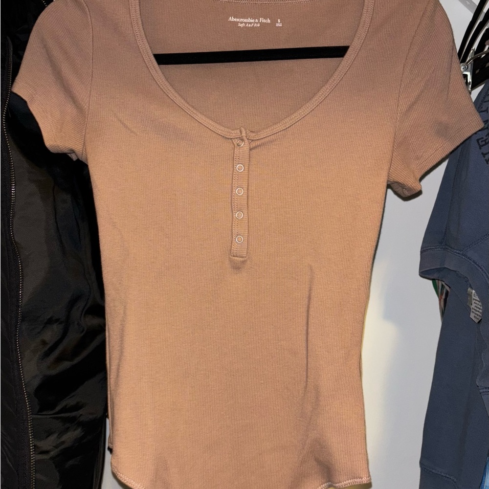 Abercrombie & Fitch Women's Tan short sleeve bodysuit